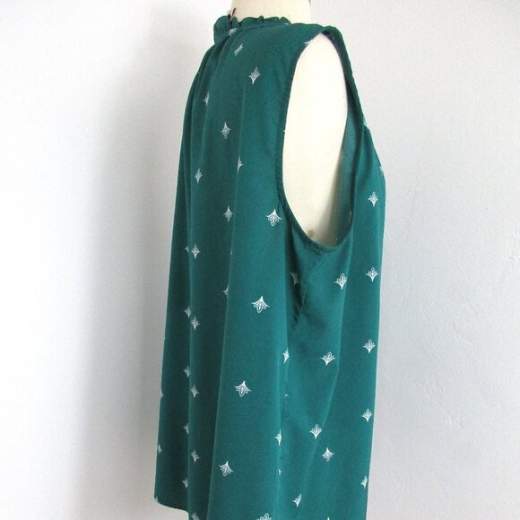 Merona Blouse Top Women's Size XX-Large Green Floral Sleeveless Pullover Polyest - Picture 3 of 8